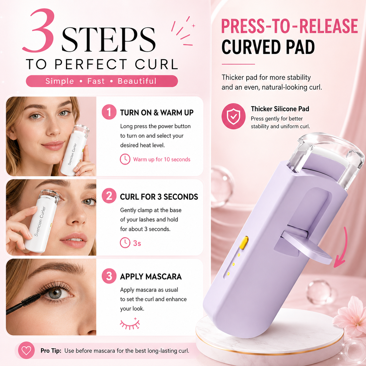 USB Rechargeable Heated Eyelash Curler