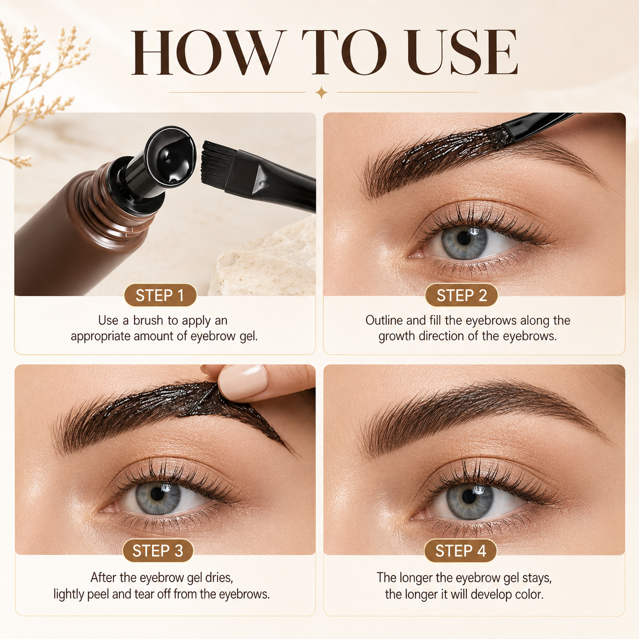 5-Color Waterproof Eyebrow Tint for Precise & Long-Lasting Brows
