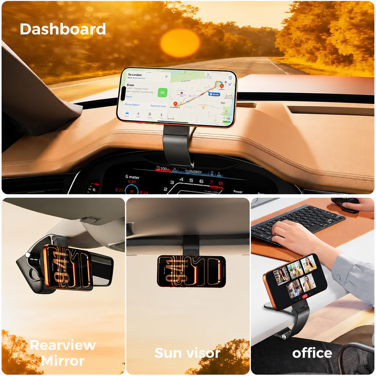 Strong Magnet Magnetic Cellphone Car Mount - Hands-Free Phone Holder, 95° Adjustable