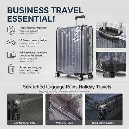 🧳 Clear Waterproof Luggage Cover, Transparent Anti-Scratch Dustproof Suitcase Protector