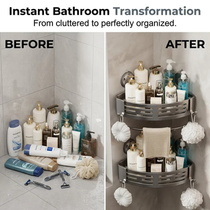 Triangle Suction Cup Shower Caddy ✨No Drill Wall Mount Bathroom Corner Storage Basket