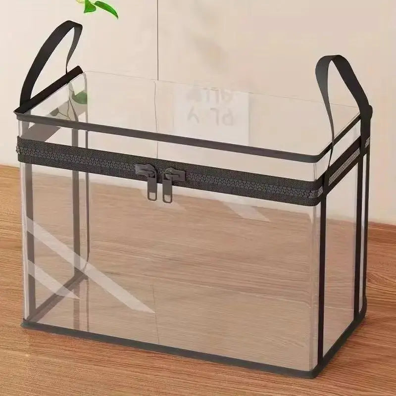 Large Clear Heavy Duty Storage Bin With Hinged Lid