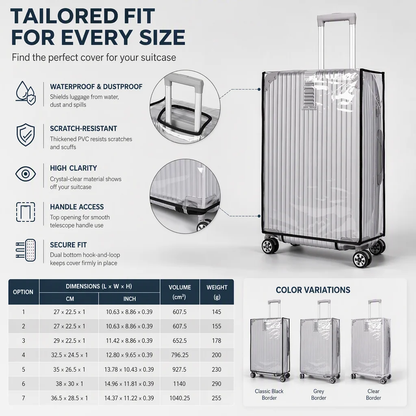 🧳 Clear Waterproof Luggage Cover, Transparent Anti-Scratch Dustproof Suitcase Protector