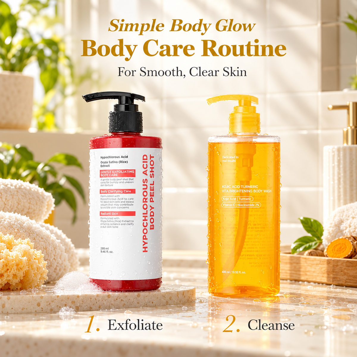 Smooth & Clear Body Care Set for Exfoliating Brightening & Uneven Skin Tone