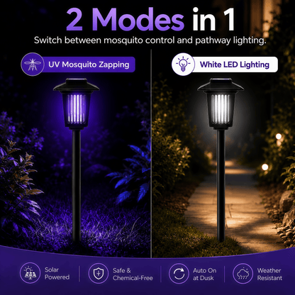 Solar Powered Mosquito Zapper Garden Light with UV Insect Killer