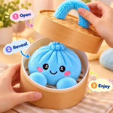 Cute Plush Stuffed Dumpling Squishies with Bamboo