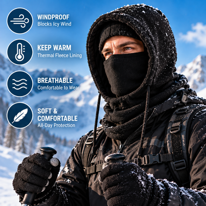 4-Piece Winter Thermal Set – Windproof Balaclava, Gloves & Warm Socks