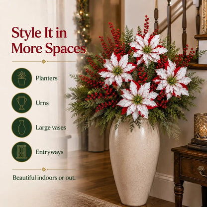 🎉❀SAVE 39%🔥Christmas Poinsettia Planter Inserts(SET INCLUDES 6 PICKS)