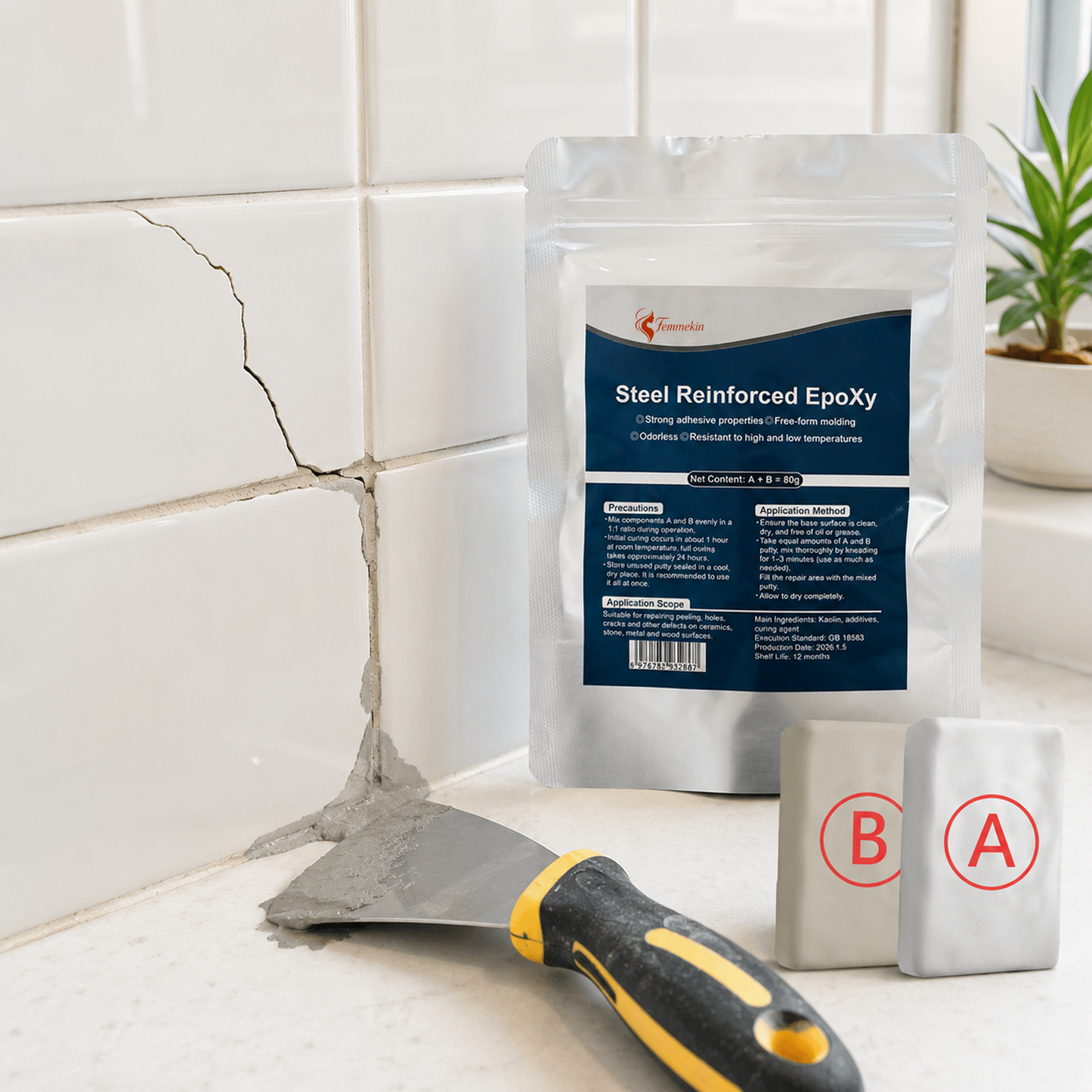 Steel Reinforced Epoxy Repair Putty for Metal Wood Concrete and PVC
