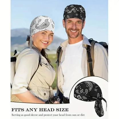 5 Pack Paisley Bandana Head Wraps Breathable Tie Back Skull Caps