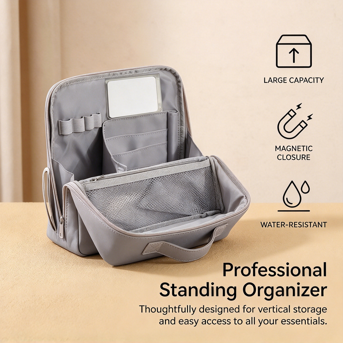 Portable Standing Makeup Bag