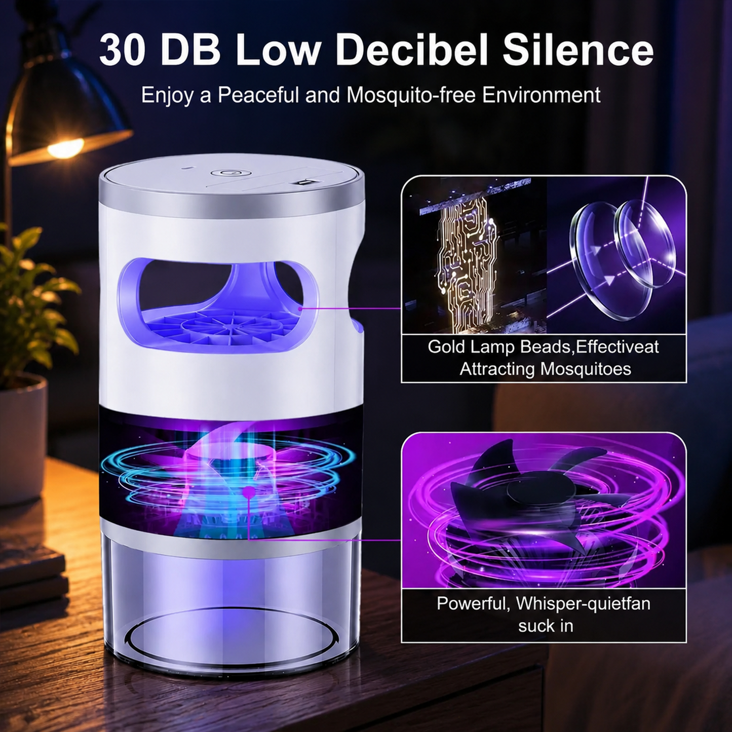 Indoor Insect Trap with Light and Suction