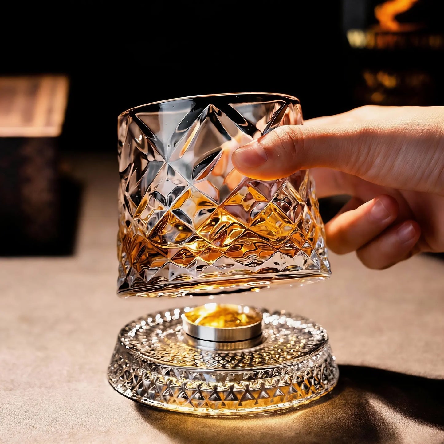 360° Spinning Crystal Whiskey Glass