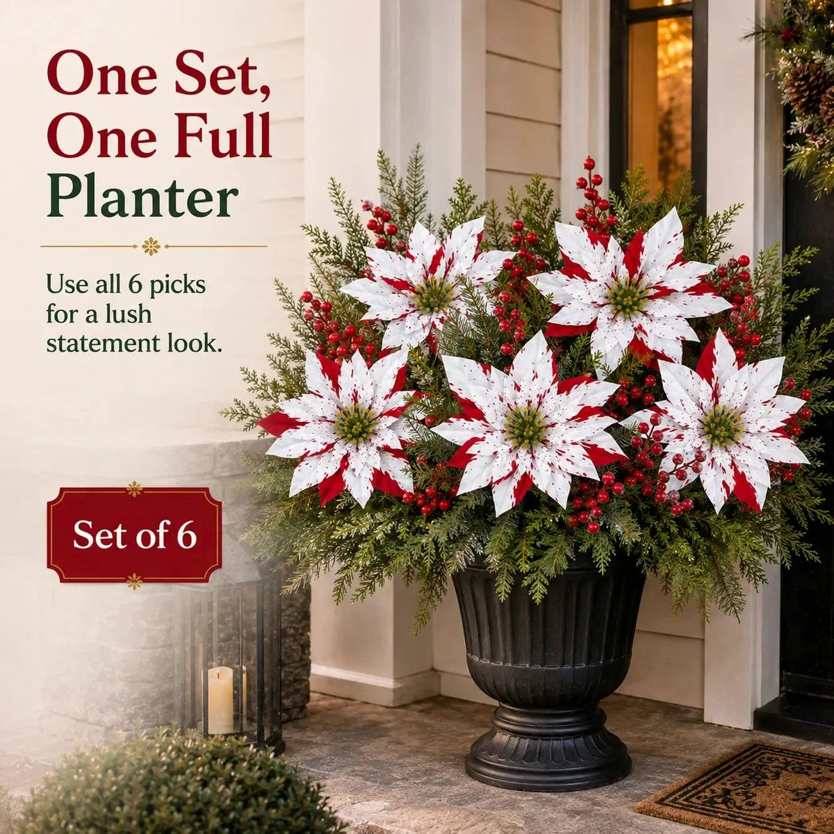 🎉❀SAVE 39%🔥Christmas Poinsettia Planter Inserts(SET INCLUDES 6 PICKS)