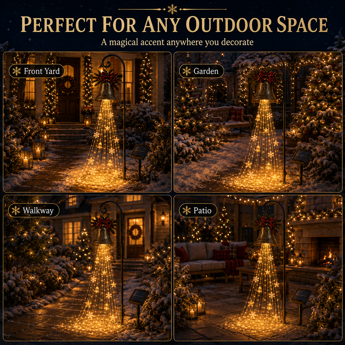 🔥Hot Sale 73% OFF🎄 Christmas Bell Cascade Solar Yard Light✨