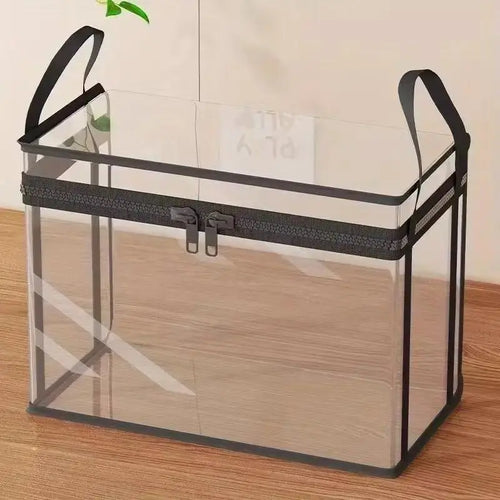 Large Clear Heavy Duty Storage Bin With Hinged Lid