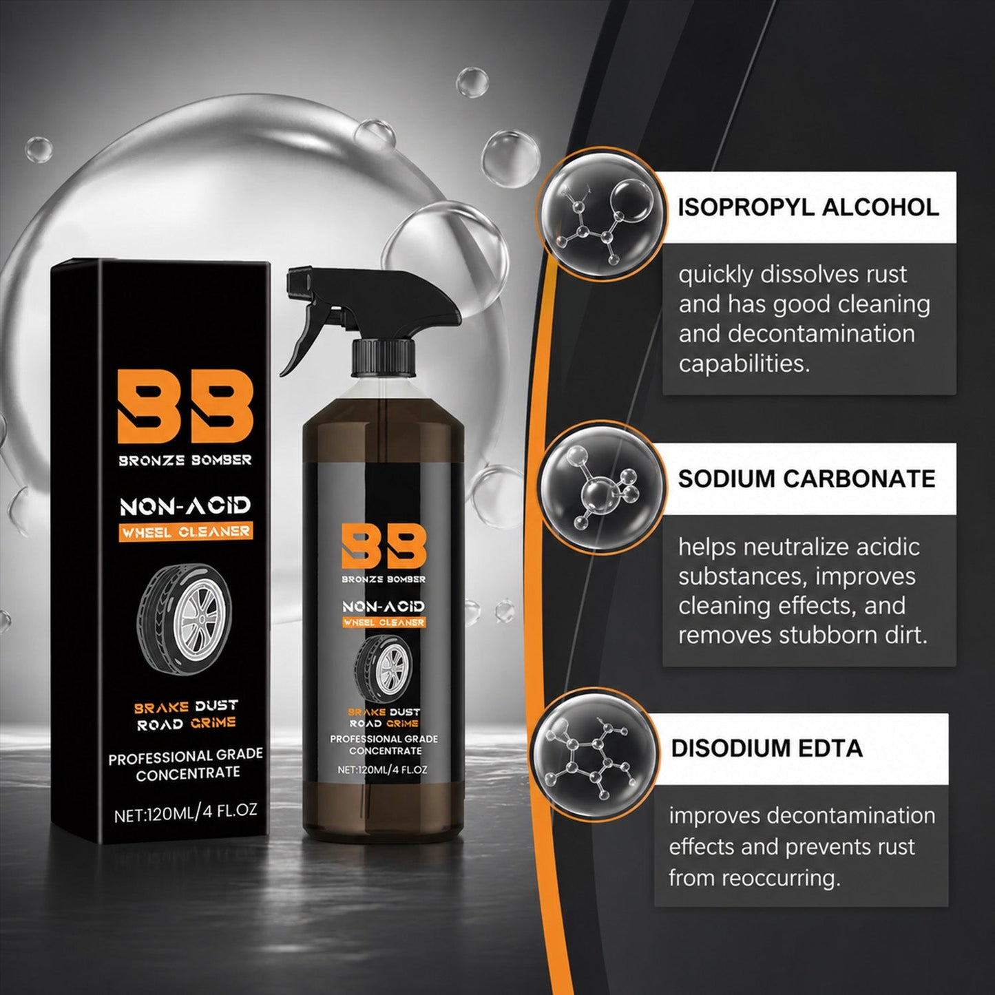 Automotive Rust Remover Spray 120ML Metal Cleaner for Cars