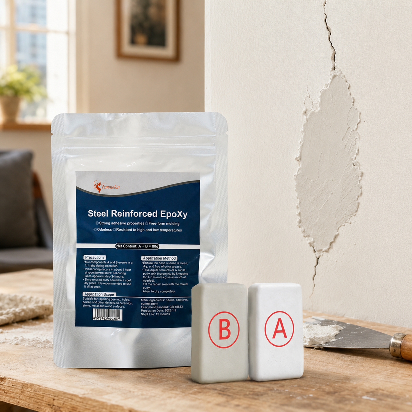 Steel Reinforced Epoxy Repair Putty for Metal Wood Concrete and PVC