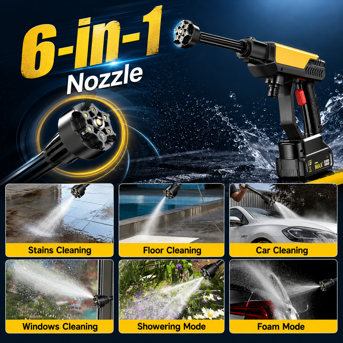 Cordless Portable Pressure Washer for Car Home & Garden