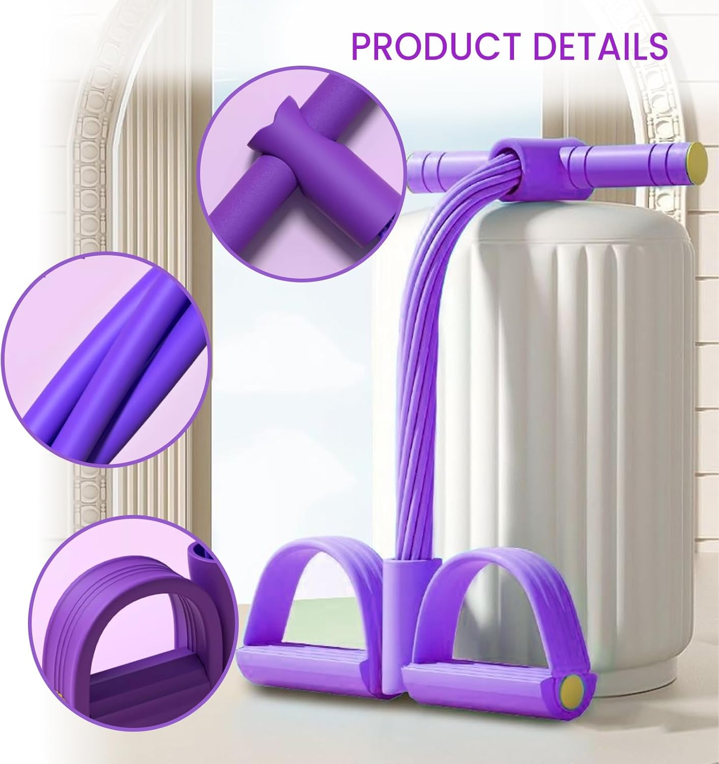 Multifunction Pedal Resistance Band Trainer 8 Tube Full Body Fitness Exercise Equipment