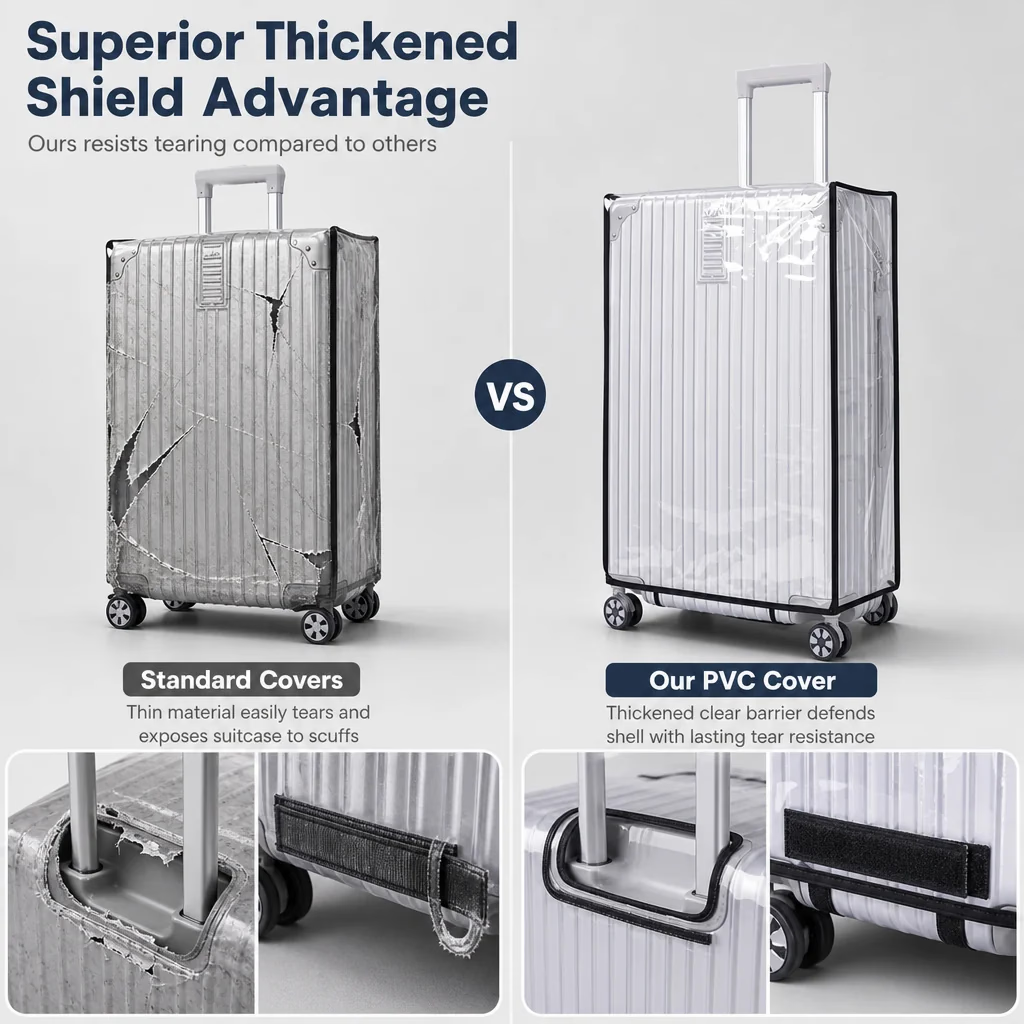 🧳 Clear Waterproof Luggage Cover, Transparent Anti-Scratch Dustproof Suitcase Protector