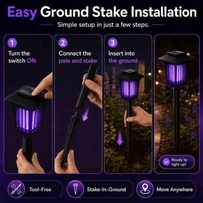 Solar Powered Mosquito Zapper Garden Light with UV Insect Killer