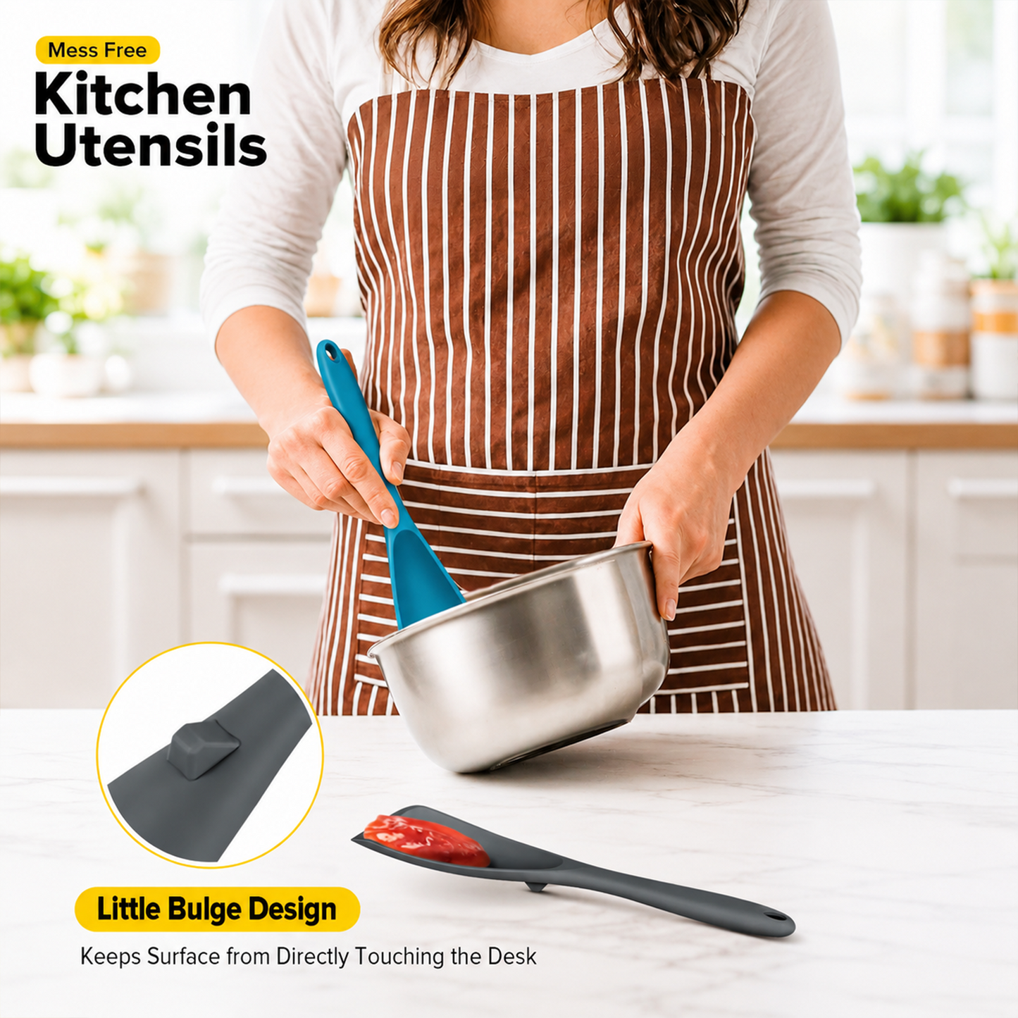 Multifunction Cooking Spoon Spatula for Non Stick Cookware BPA Free One Piece Design