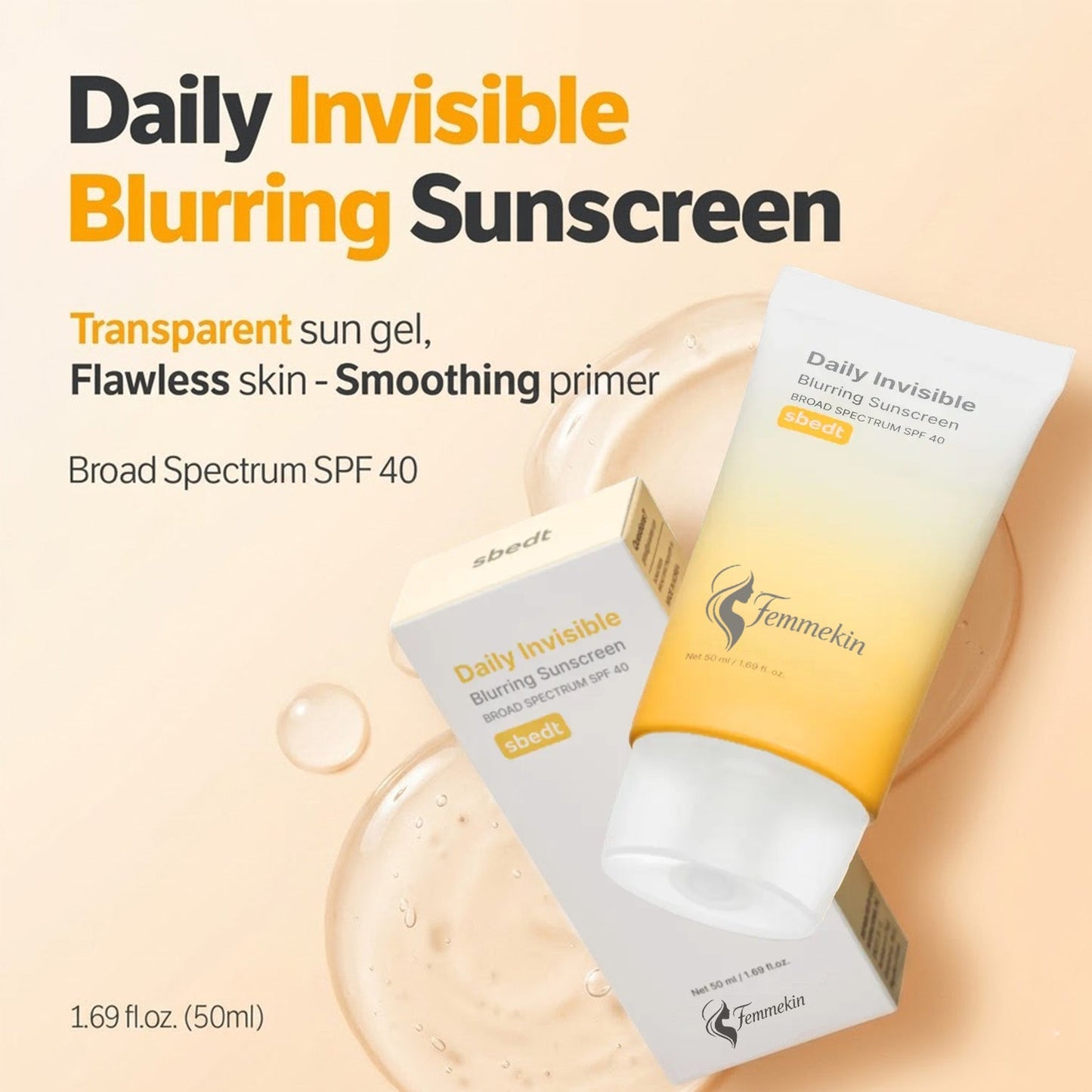 Lightweight Pore Blur SPF40 Korean Face Sunscreen No White Cast for Daily Use