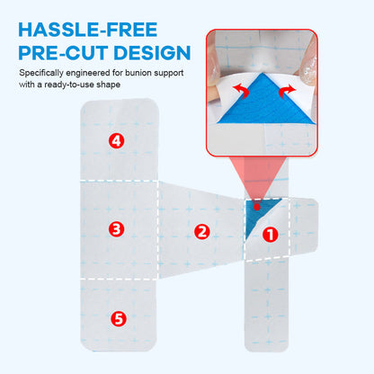 Precut Bunion Corrector Tape for Big Toe Support and Pain Relief