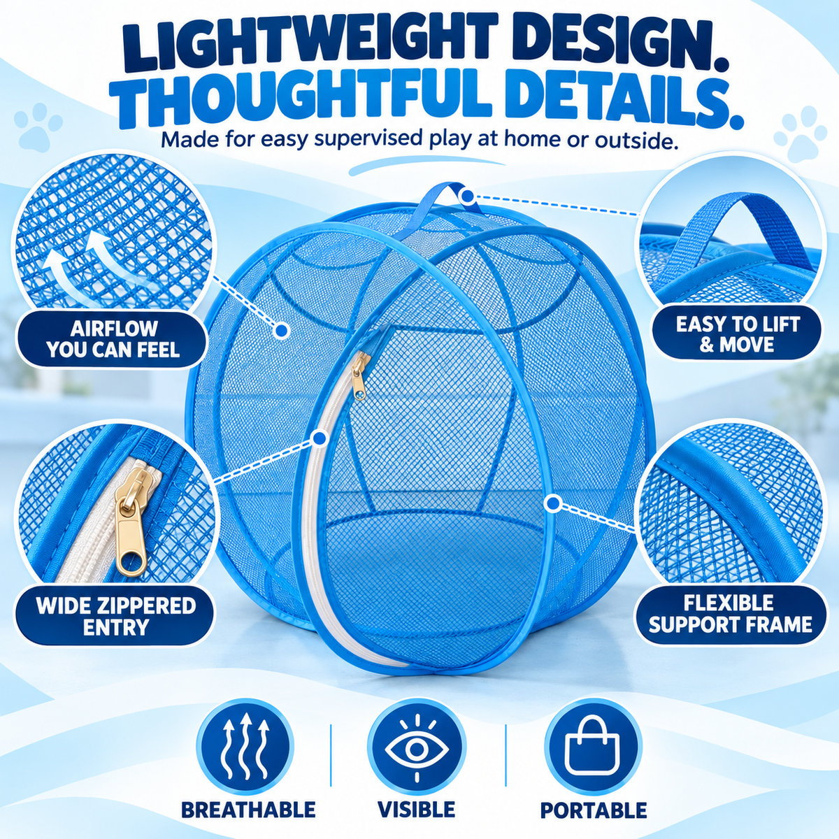 🐱 Pop Up Cat Playpen | 28-Inch Breathable Mesh Enclosure for Indoor & Outdoor Use 🌿