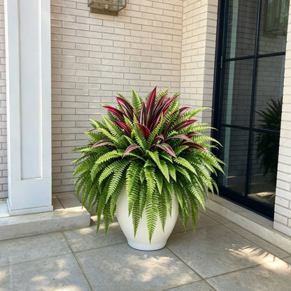💥Summer Special🔥Designed for Outdoor Decor  Artificial Fern & Red Dracaena Decorative Plants – Full, Lush & Helps Resist Fading!