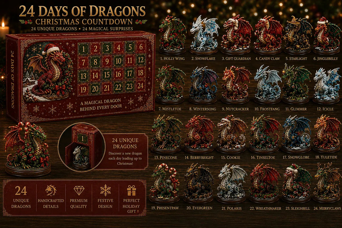 🐉💥 24 Days of Dragons Advent Calendar – 24 Unique Dragons, 24 Magical Christmas Surprises 🎄✨
