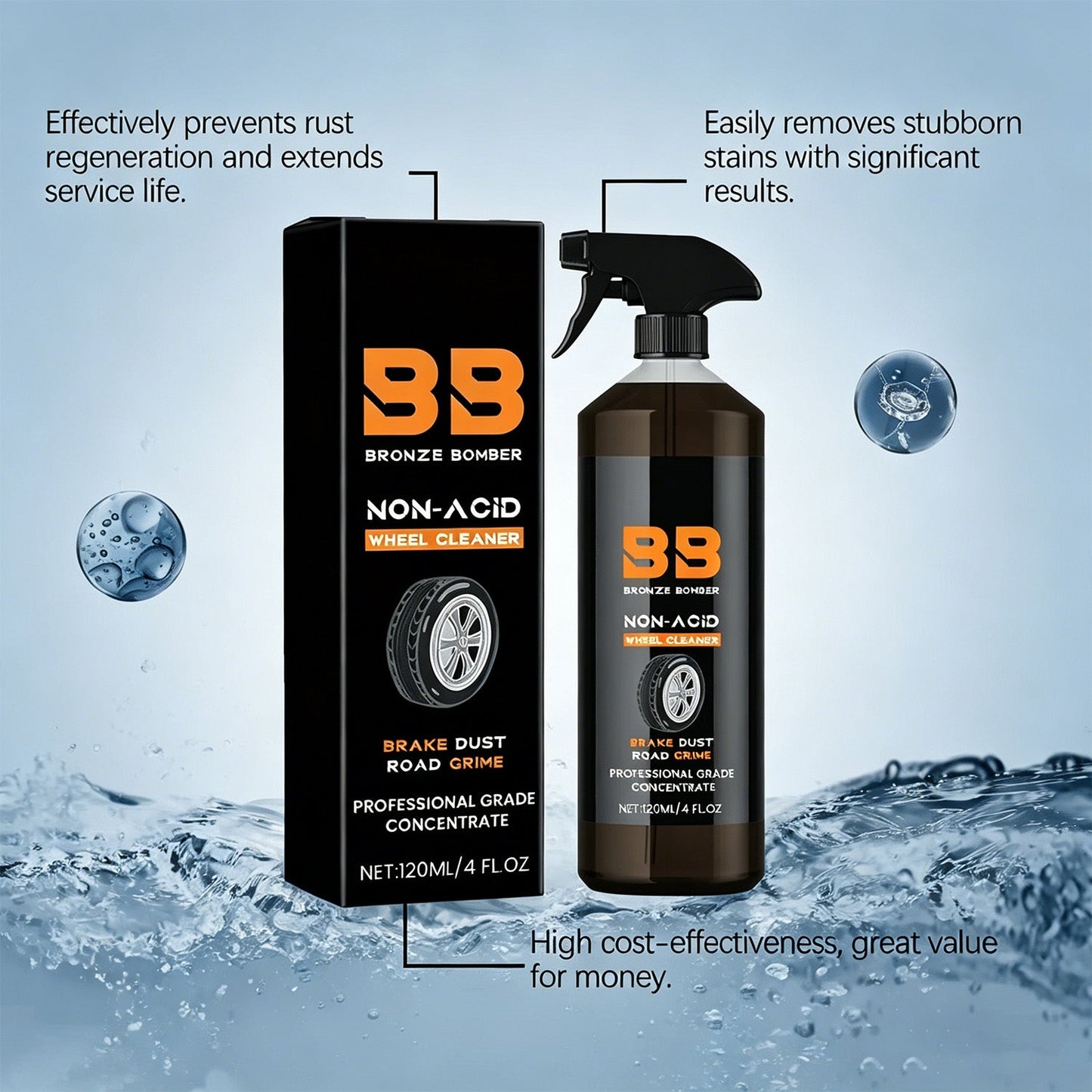 Automotive Rust Remover Spray 120ML Metal Cleaner for Cars