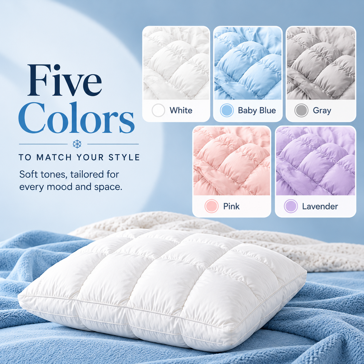Cooling Puff Grid Pillow – Ultra Soft Ice-Silk Sleeping Pillow