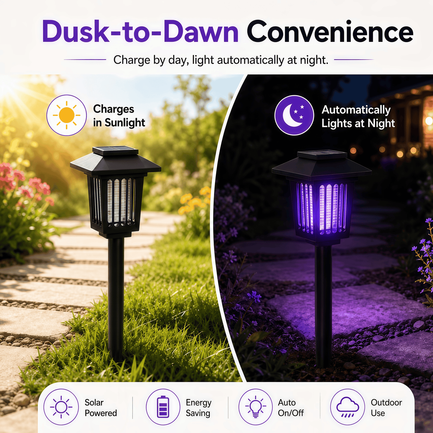 Solar Powered Mosquito Zapper Garden Light with UV Insect Killer