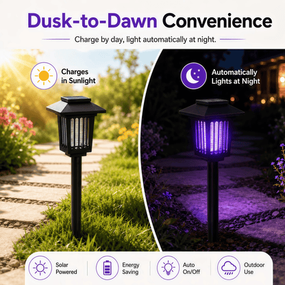 Solar Powered Mosquito Zapper Garden Light with UV Insect Killer