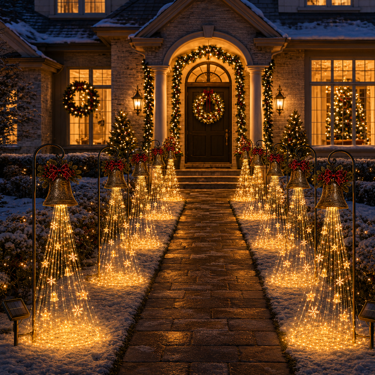 🔥Hot Sale 73% OFF🎄 Christmas Bell Cascade Solar Yard Light✨