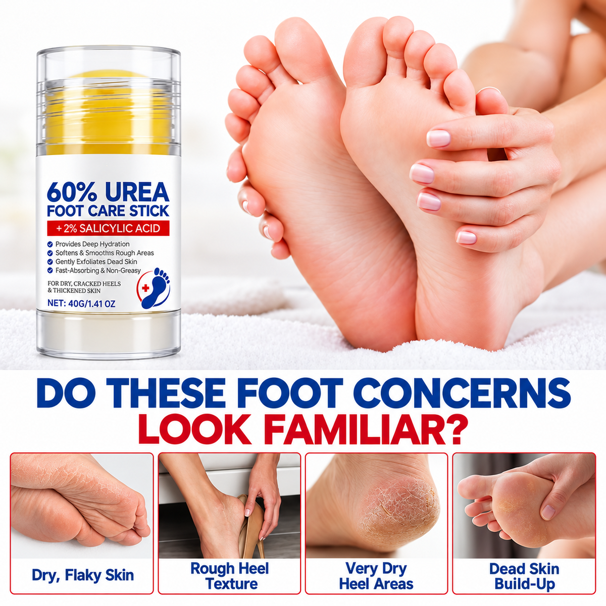 40g Urea Foot Care Stick, Moisturizing Hydrating Foot Care Cream