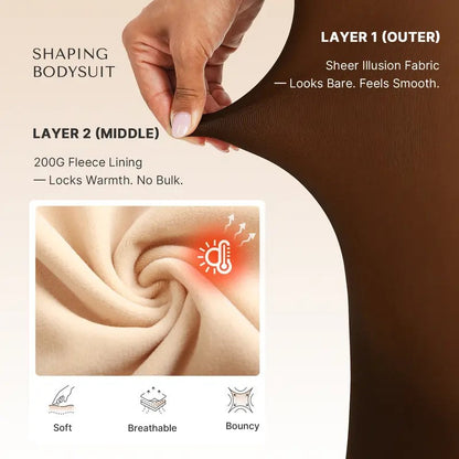 Sheer Fleece-Lined Tights Bodysuit