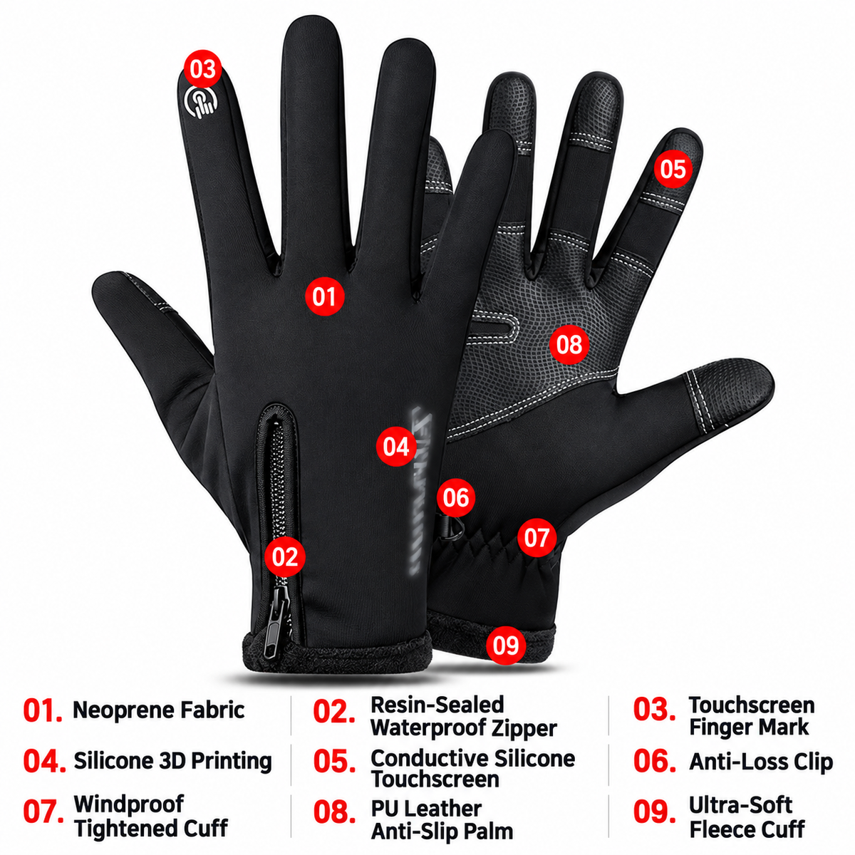 Winter Thermal Touchscreen Gloves – Water-Resistant & Touchscreen-Friendly