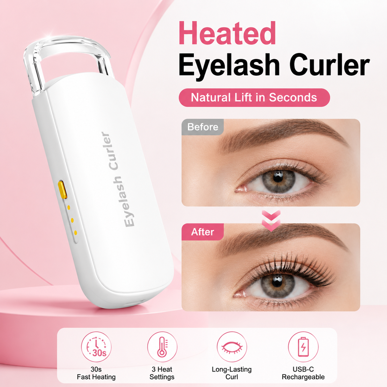 USB Rechargeable Heated Eyelash Curler