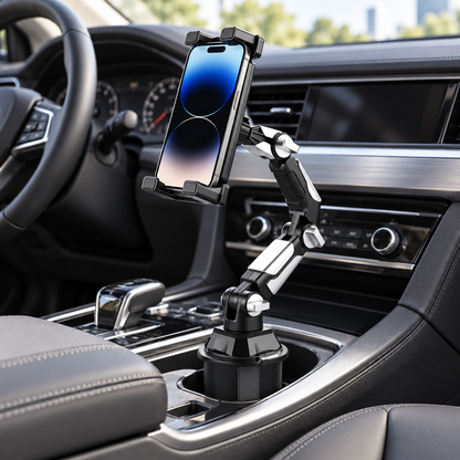 Adjustable Car Cup Holder Phone & Tablet Mount – 360° Rotating Universal Stand