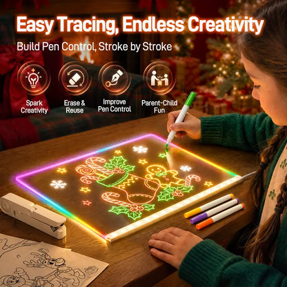LED Drawing Board for Kids - Reusable Light Message Board, Gift for Halloween, Thanksgiving & Christmas