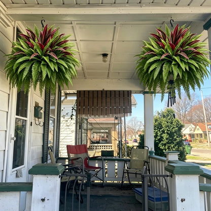💥Summer Special🔥Designed for Outdoor Decor  Artificial Fern & Red Dracaena Decorative Plants – Full, Lush & Helps Resist Fading!