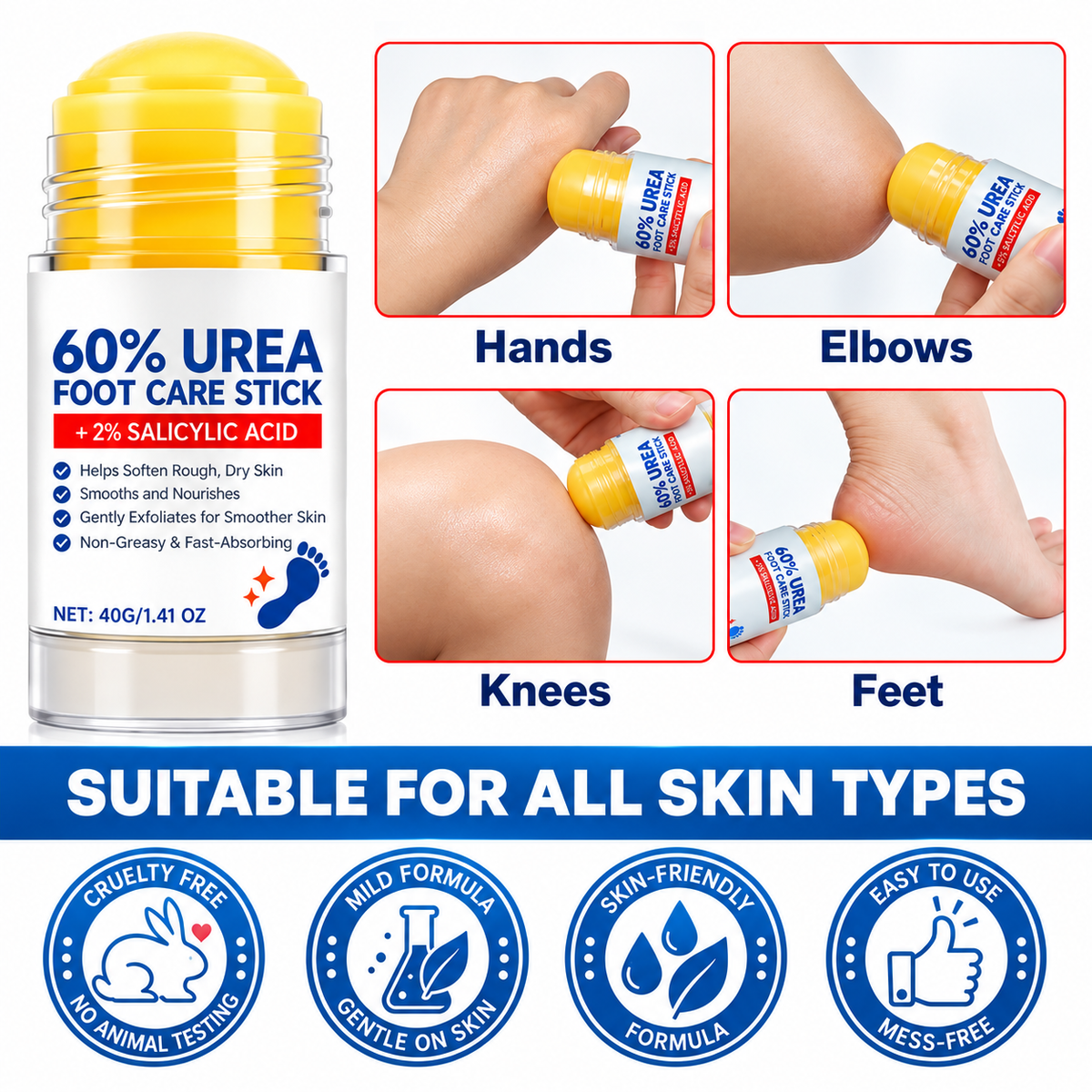 40g Urea Foot Care Stick, Moisturizing Hydrating Foot Care Cream
