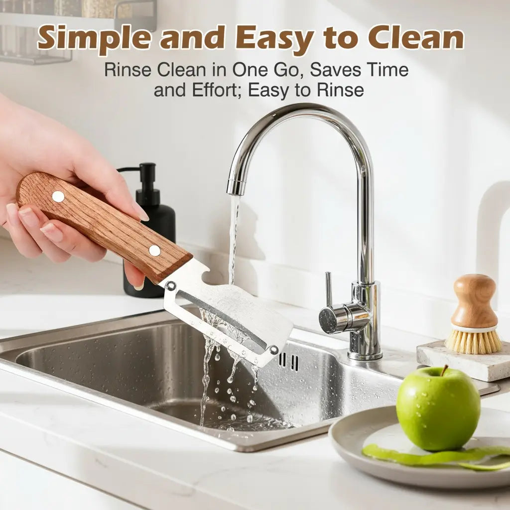 Wooden Handle Stainless Steel Peeler with Bottle Opener Durable Kitchen Tool