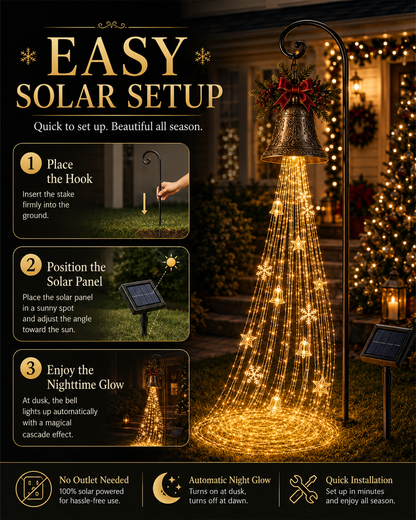 🔥Hot Sale 73% OFF🎄 Christmas Bell Cascade Solar Yard Light✨