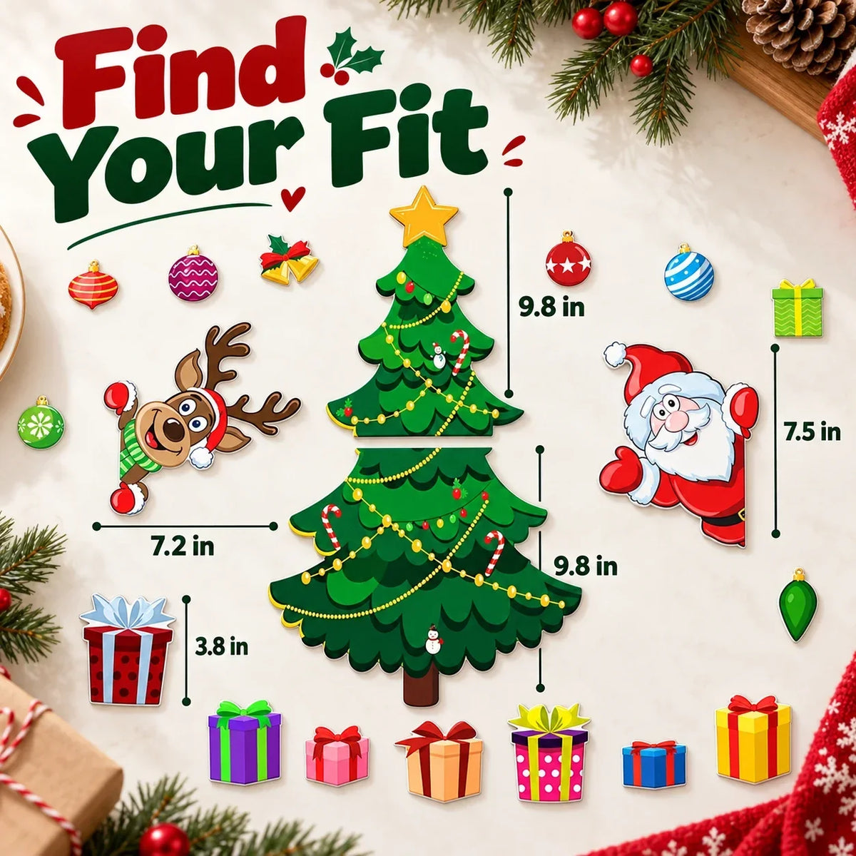 🎄 Christmas Fridge Magnets – 23-Piece Holiday Makeover
