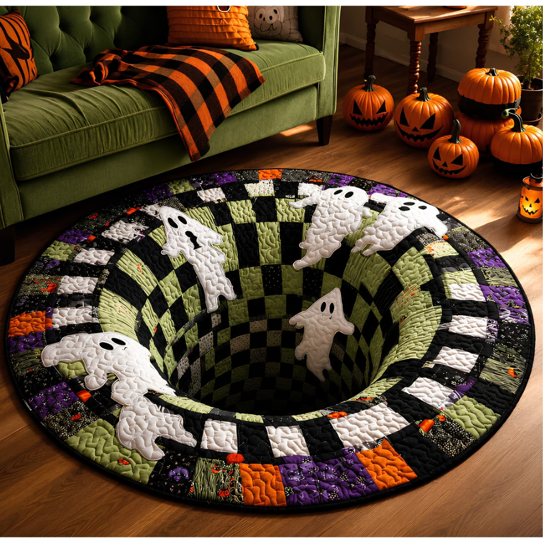 🔥 3D Haunted Stairway Round Halloween Rug