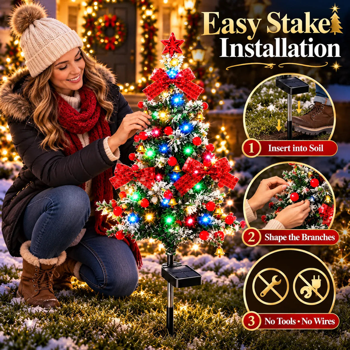 🔥 Solar Cedar Christmas Tree Lights🔥| Festive Outdoor Holiday Decor